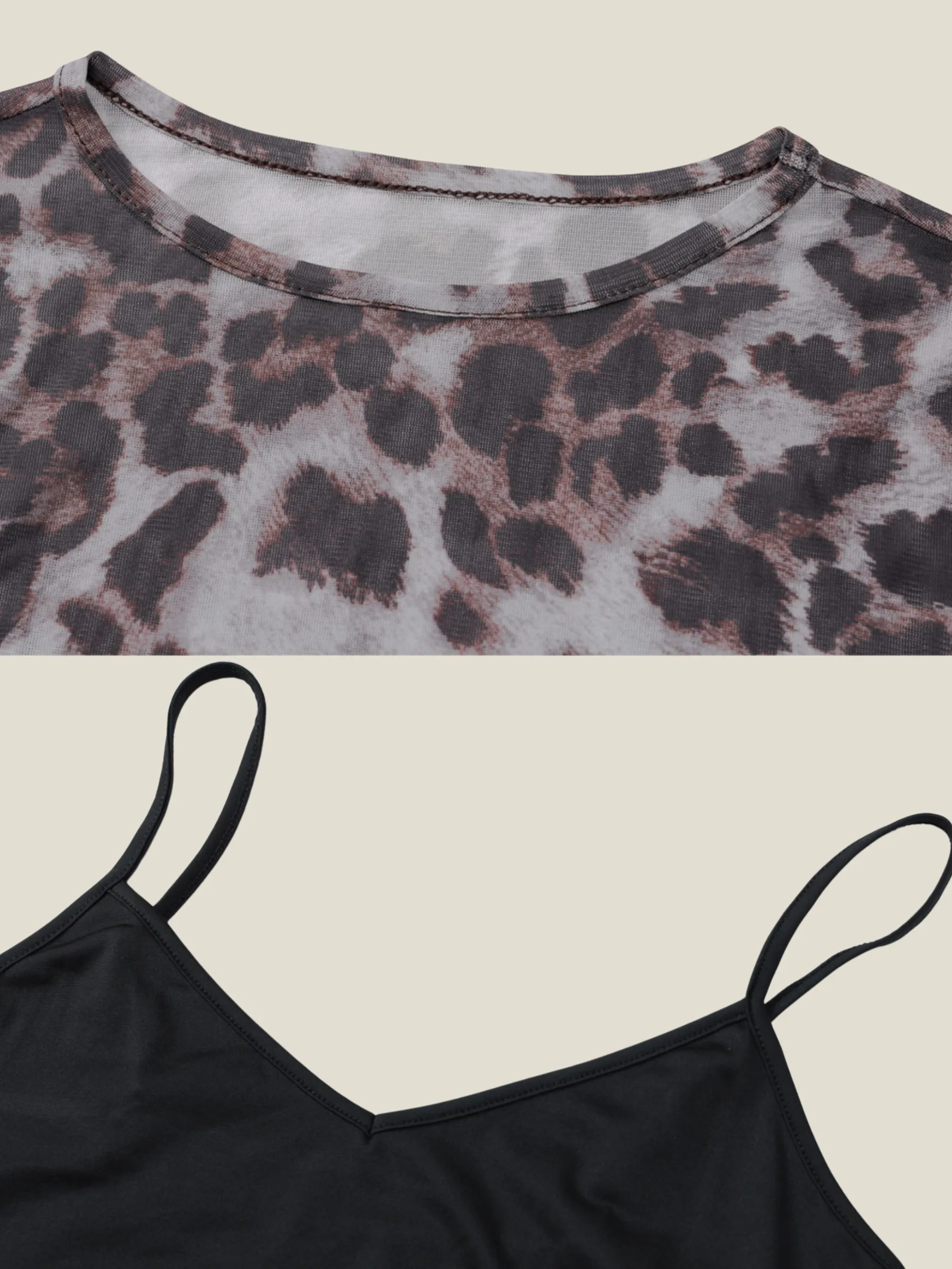 Keely Leopard Two Piece Mesh Dress