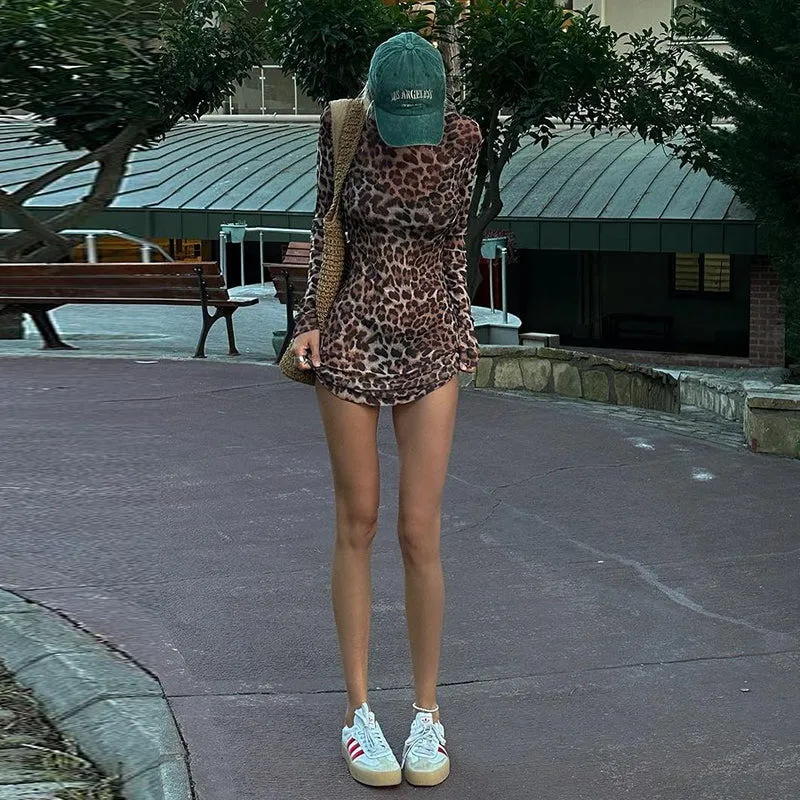 Keely Leopard Two Piece Mesh Dress