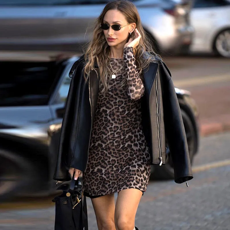 Keely Leopard Two Piece Mesh Dress
