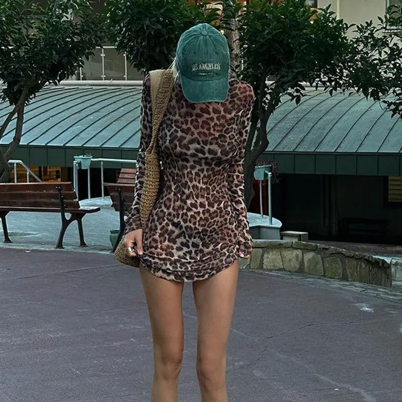 Keely Leopard Two Piece Mesh Dress