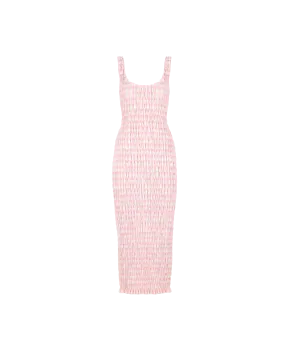 KLEIN GINGHAM MIDI DRESS PINK GINGHAM
