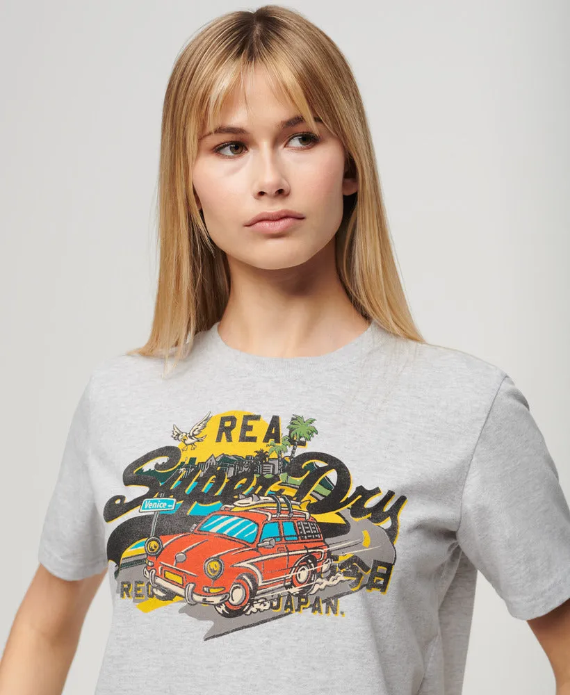 La Vl Graphic Relaxed Tee - Flake Grey Marl