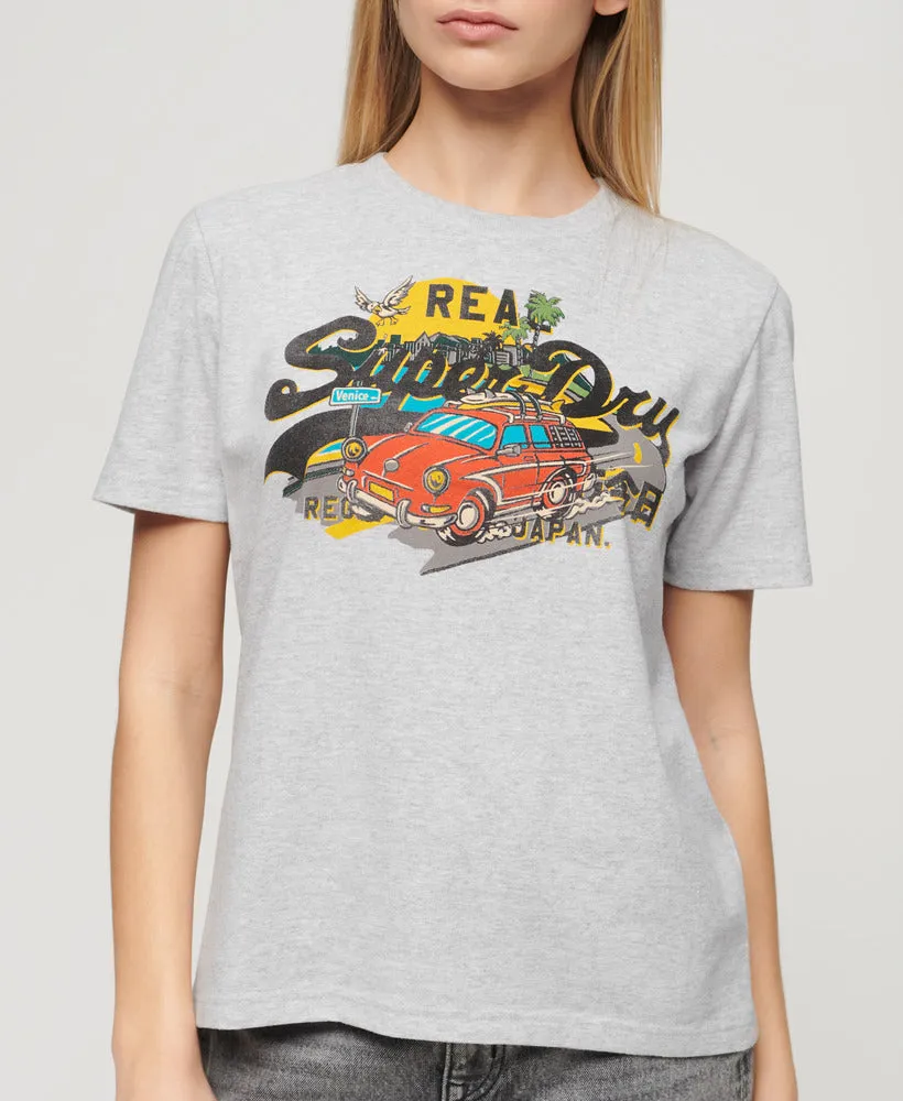 La Vl Graphic Relaxed Tee - Flake Grey Marl