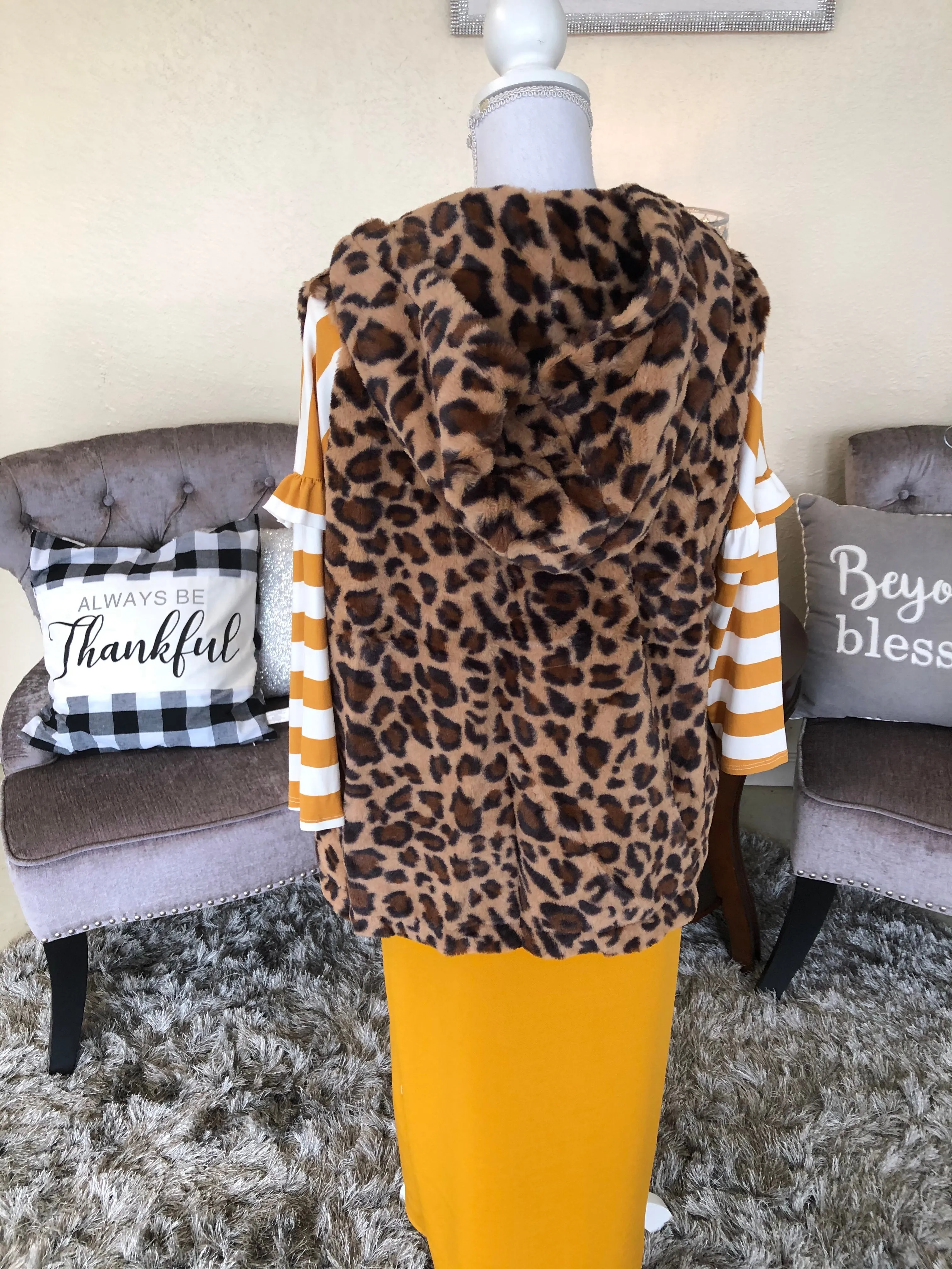 Leopard Faux Fur Sherpa Vest