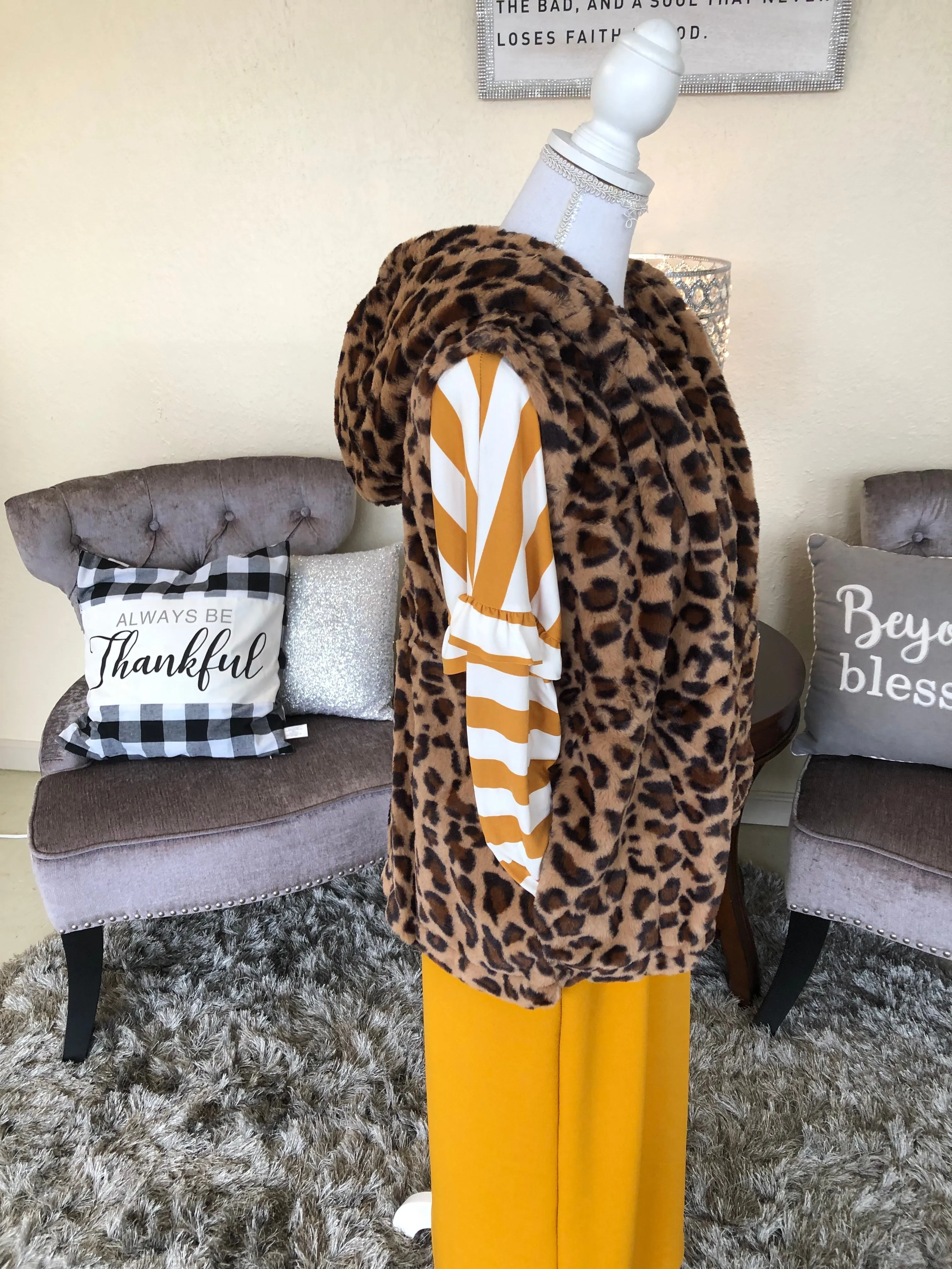 Leopard Faux Fur Sherpa Vest