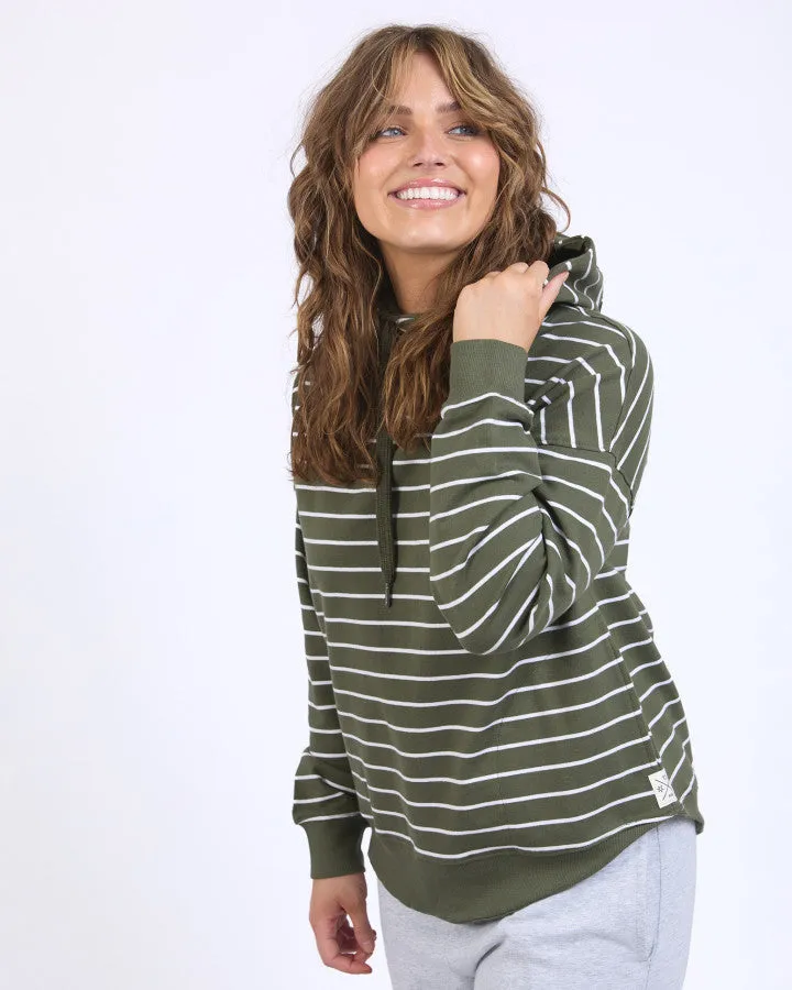 Lounger Scoop Hoodie - Clover/White Stripe