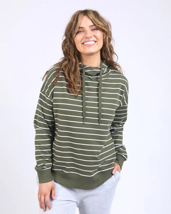 Lounger Scoop Hoodie - Clover/White Stripe