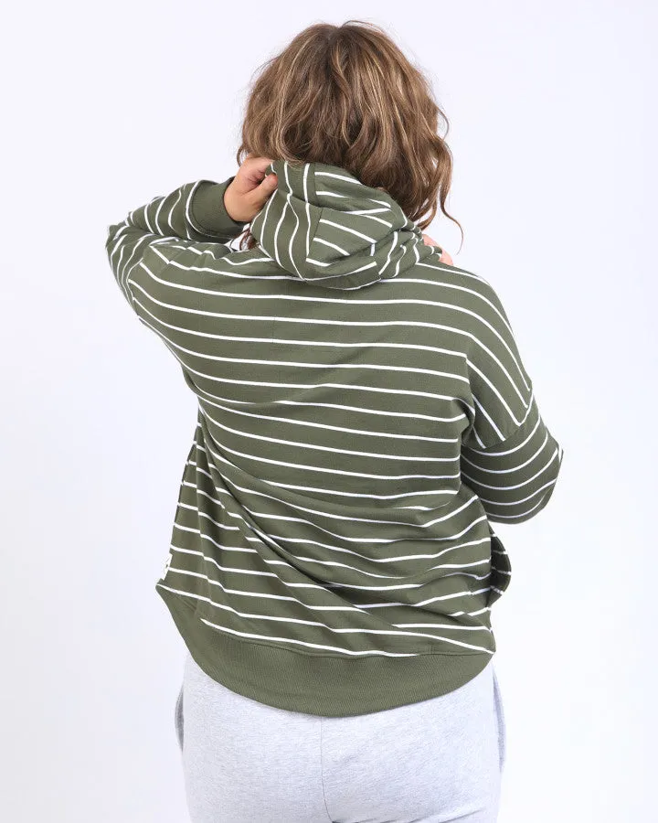 Lounger Scoop Hoodie - Clover/White Stripe