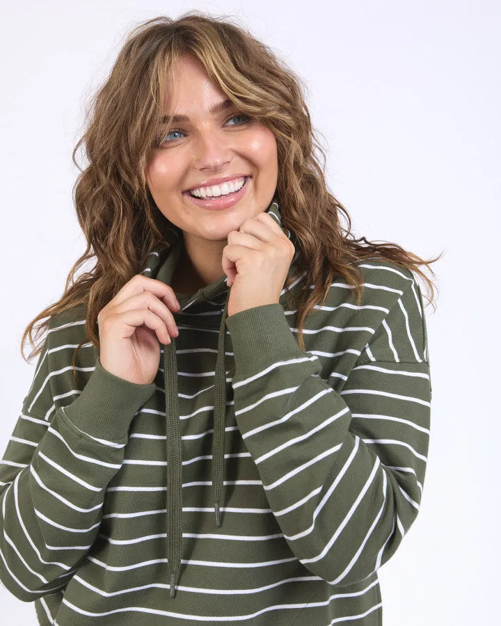 Lounger Scoop Hoodie - Clover/White Stripe