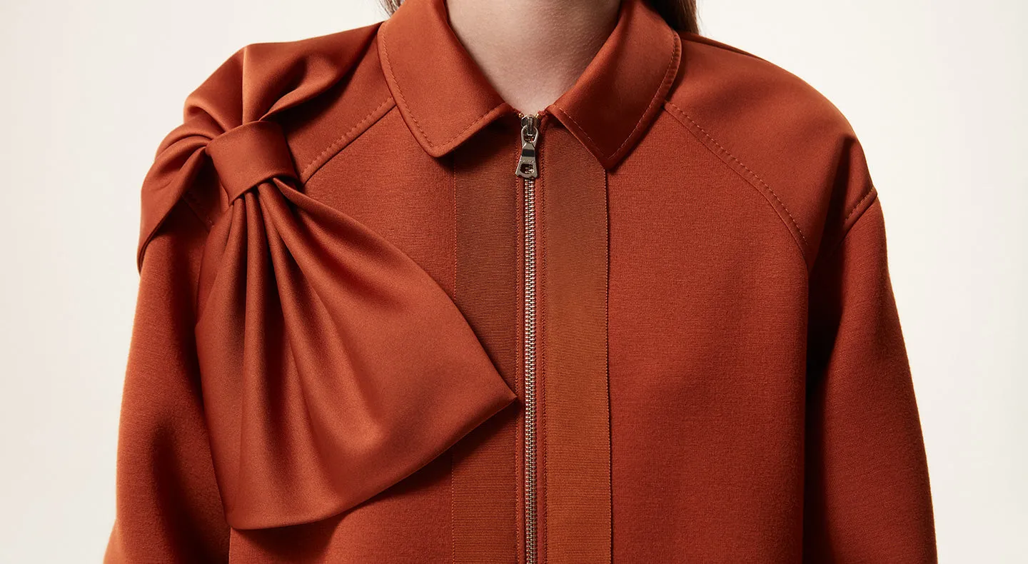 Machka Bow Detailed Solid Sweatshirt Bronze