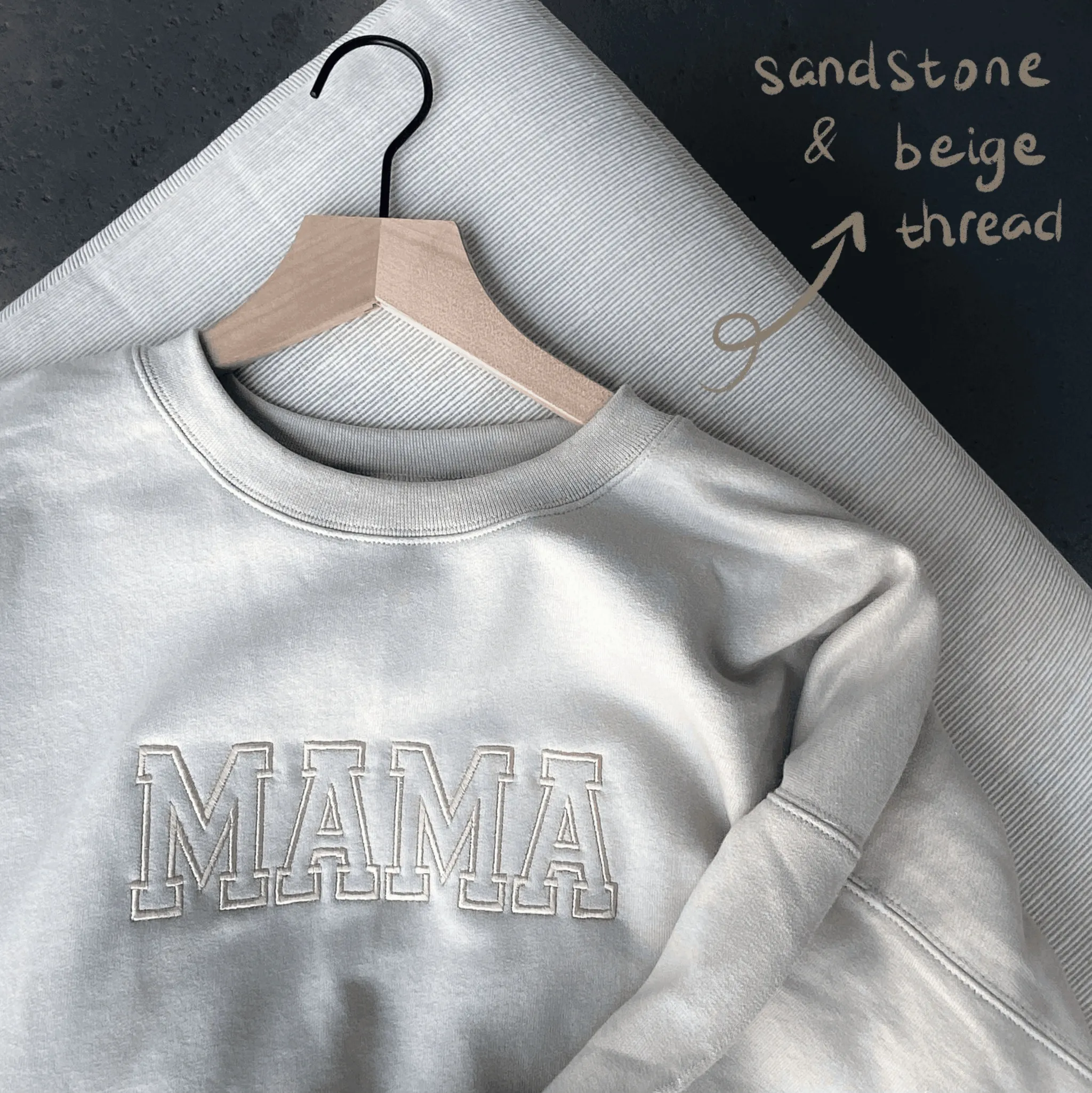 MAMA Sweatshirt with sleeve initial | Thanksgiving & Christmas gift