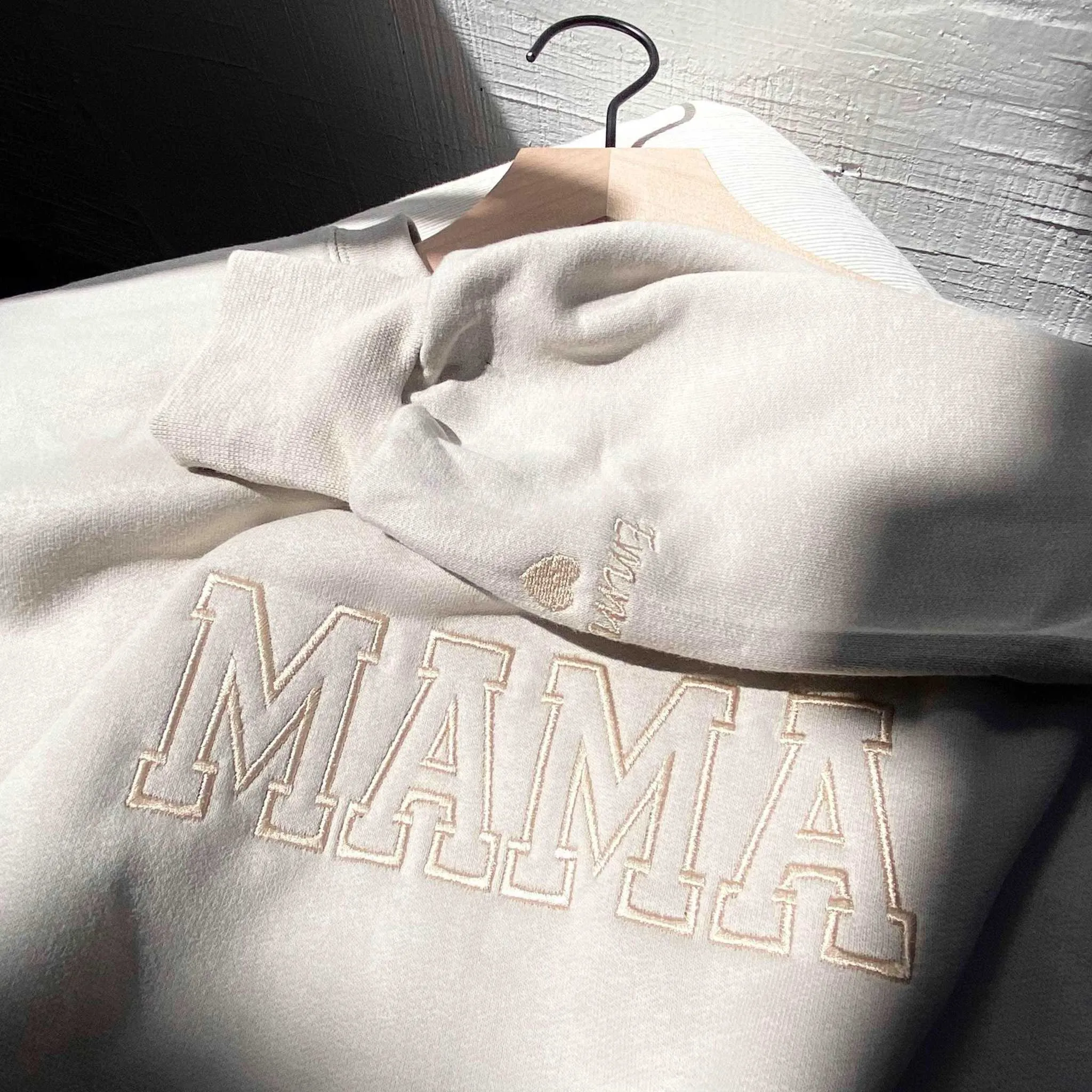 MAMA Sweatshirt with sleeve initial | Thanksgiving & Christmas gift