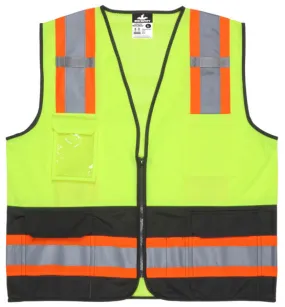 MCR Safety Lime,Class2,Black Bttm,Zip,Mesh M