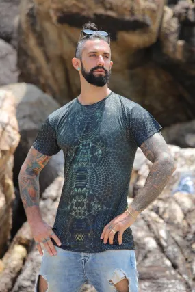 Mens Rave Shirt | Psy Clothing | Sacred Geomery Shirt | Fractal Shirt | Curios (TS)