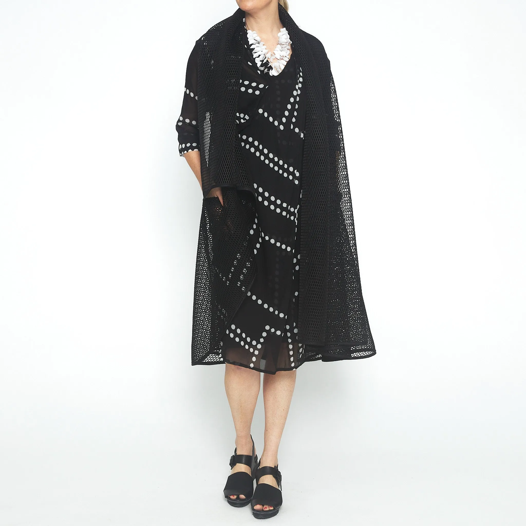 Mesh Black Circle Coat