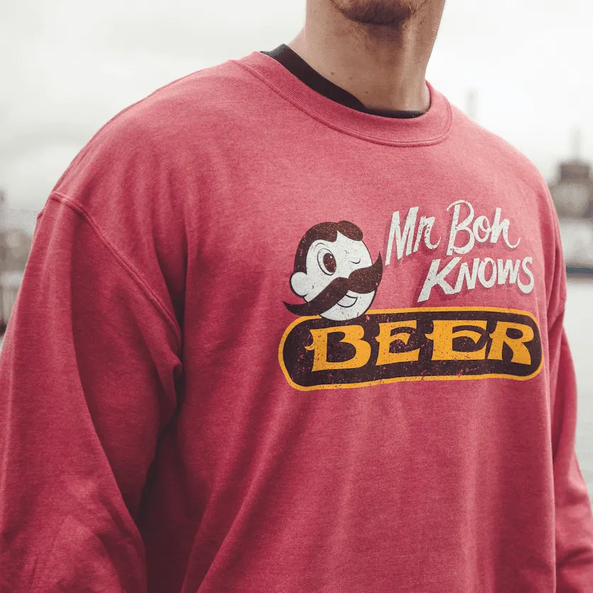 Mr. Boh Knows Beer (Heather Sport Scarlet) / Crew Sweatshirt