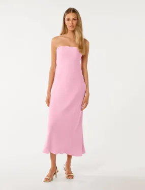 Nicola Strapless Satin Maxi Dress