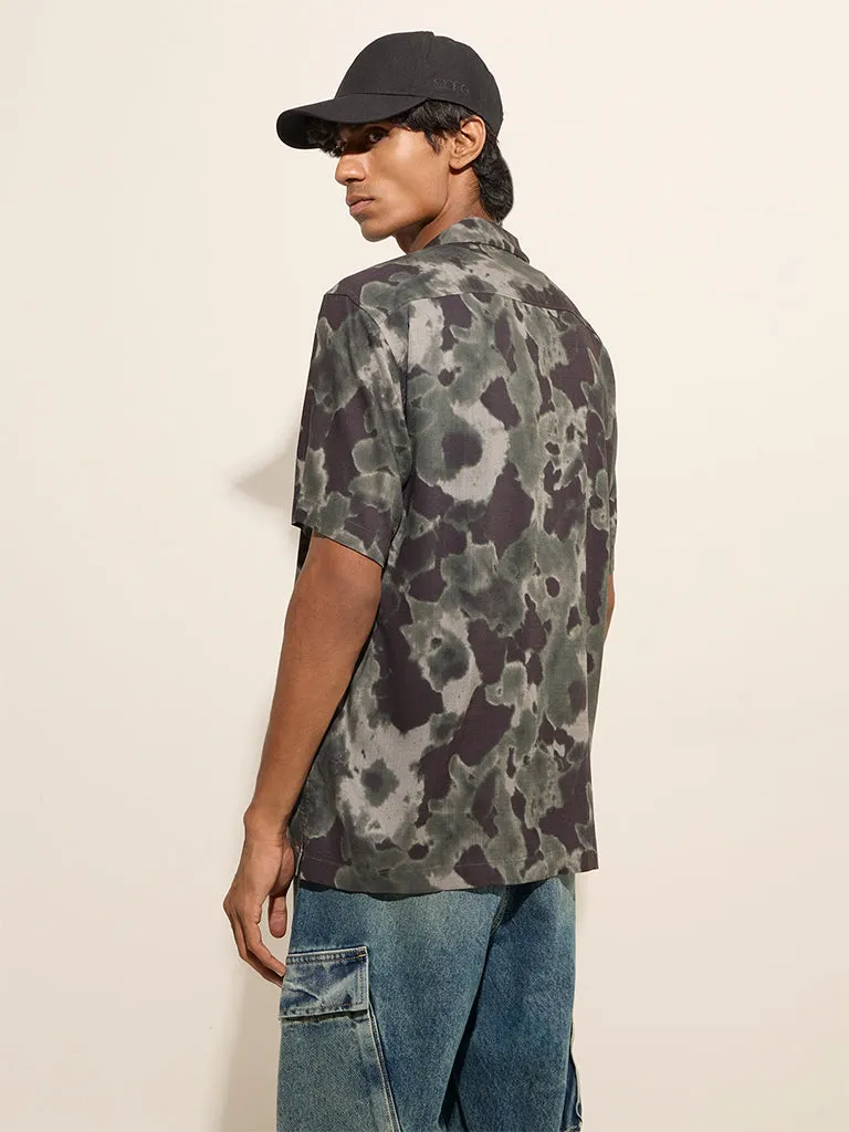 Nuon Black Abstract Printed Relaxed-Fit Shirt