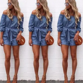 Off Shoulder Denim  Romper