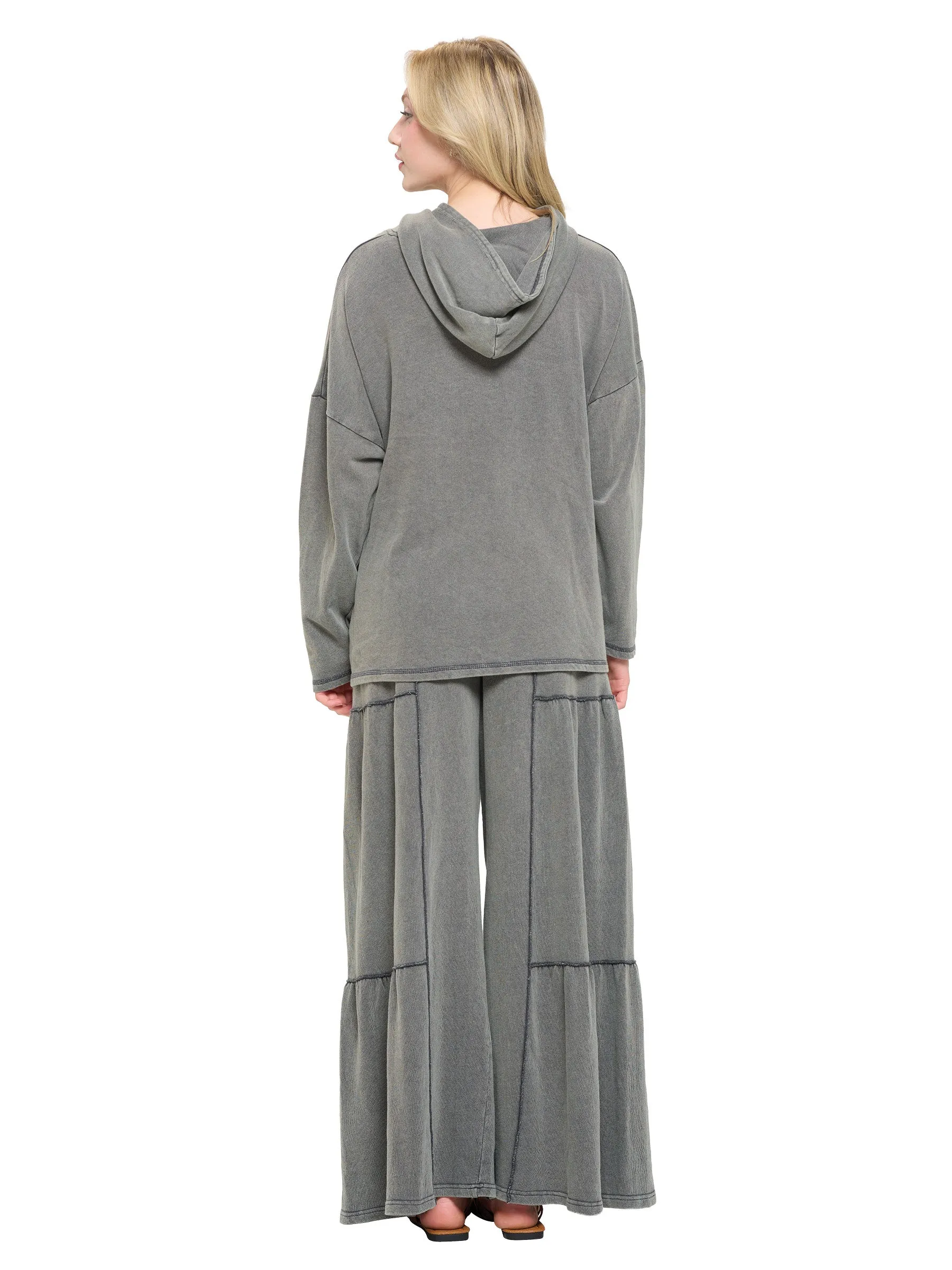 Pants Palazzo Wide Leg Ruffle Vintage Wash