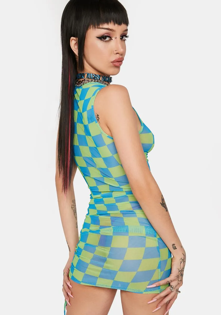 Playful Statement Checkered Mini Dress