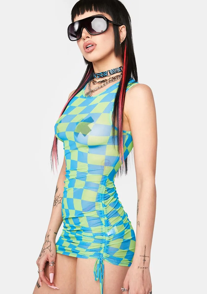 Playful Statement Checkered Mini Dress