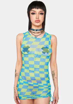 Playful Statement Checkered Mini Dress