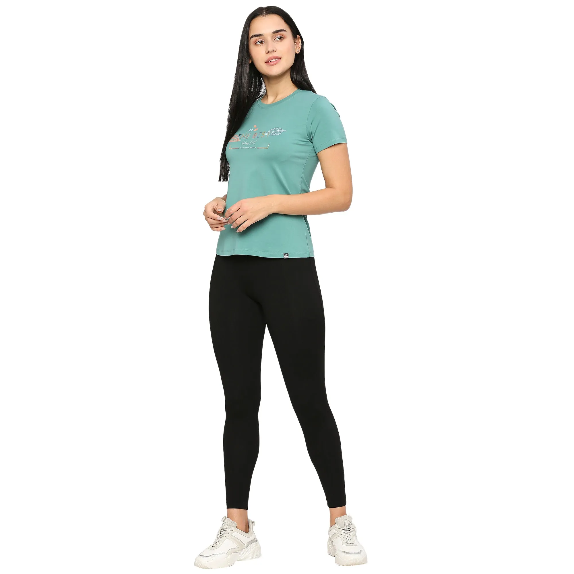 REFLECTIVE TEXTURED SIDE SLIT SOFT COTTON T-SHIRT