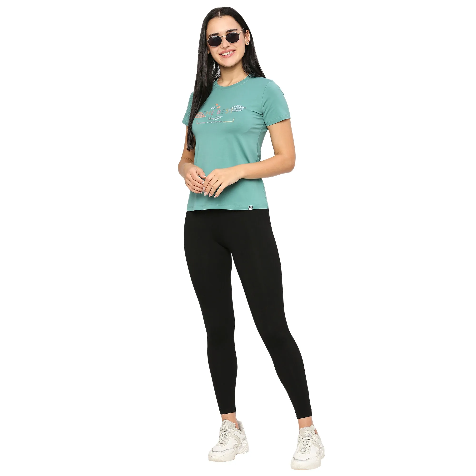REFLECTIVE TEXTURED SIDE SLIT SOFT COTTON T-SHIRT
