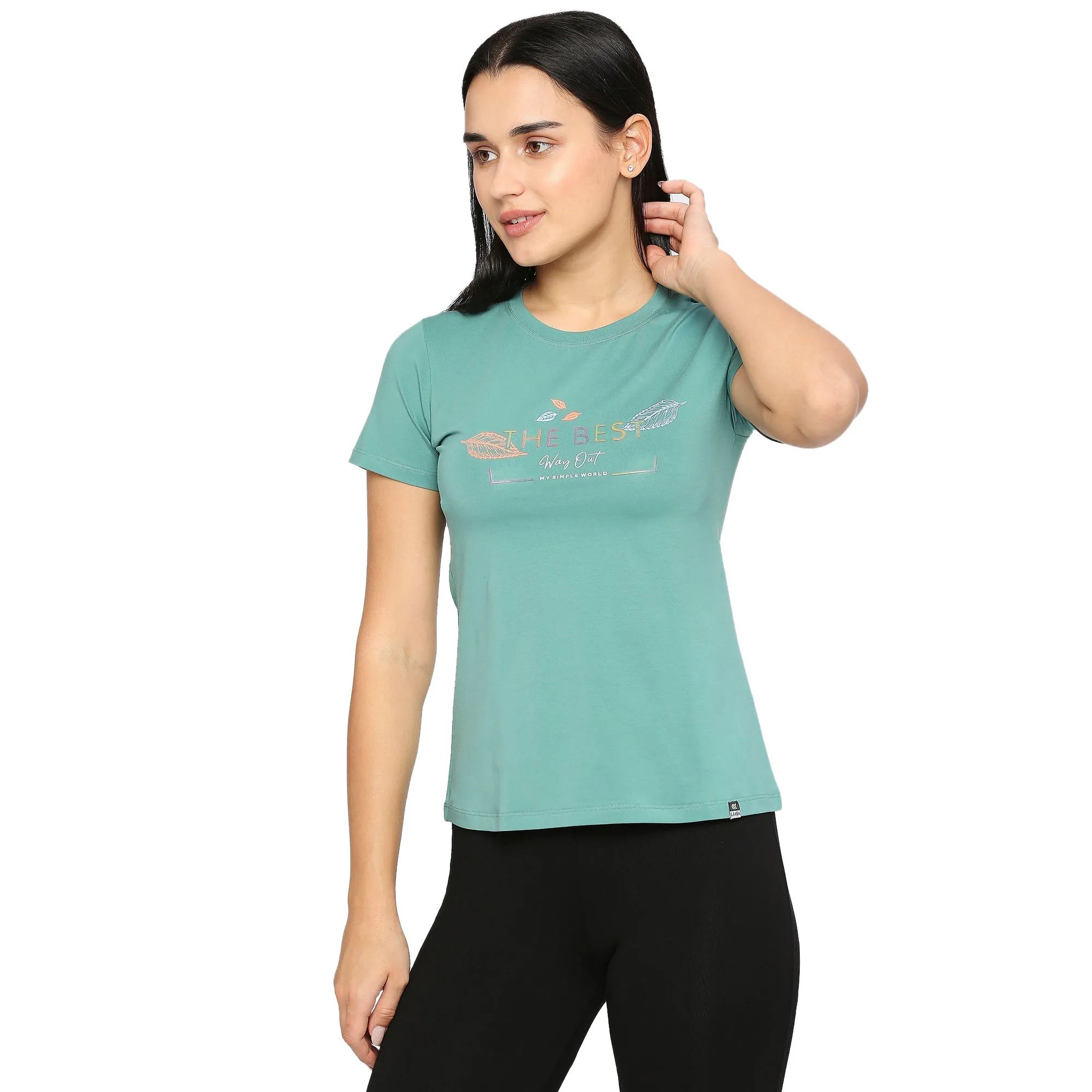 REFLECTIVE TEXTURED SIDE SLIT SOFT COTTON T-SHIRT