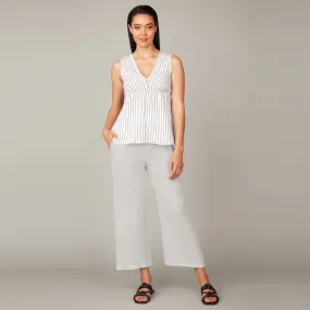 Relaxed Linen Cropped Pant (Pebble)