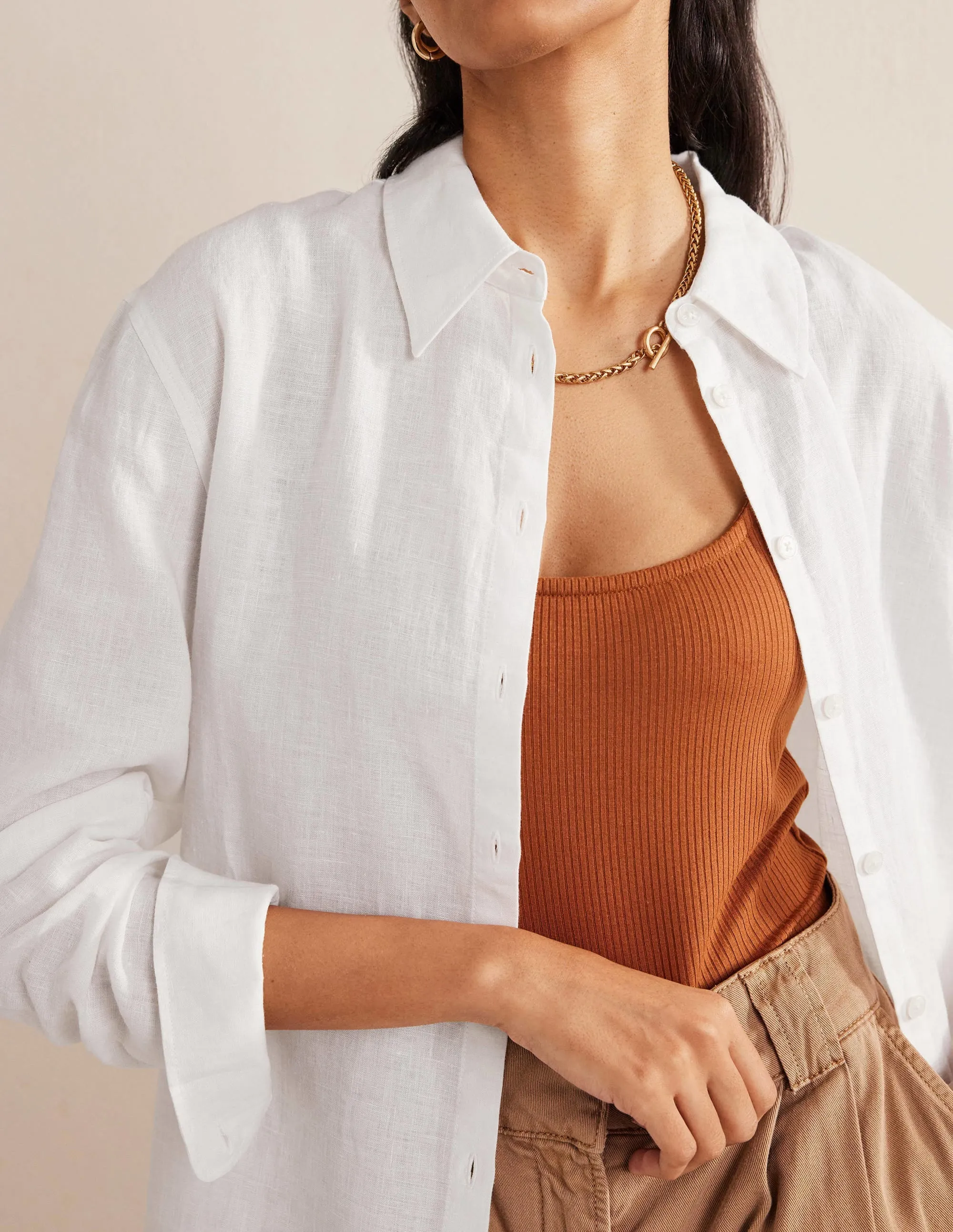 Relaxed Linen Shirt-White