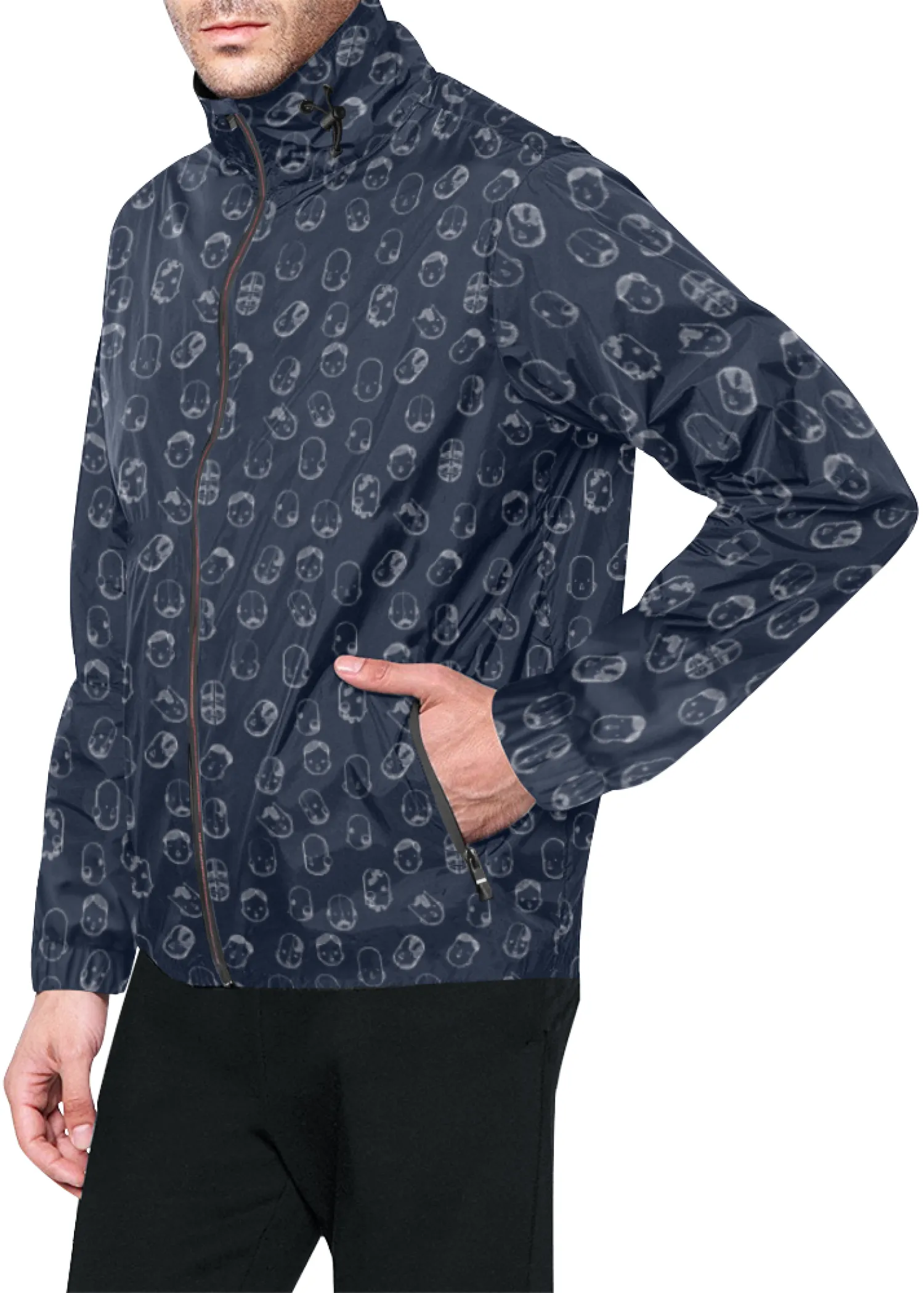 Robot Heads Pattern Windbreaker Zipper Hoodie