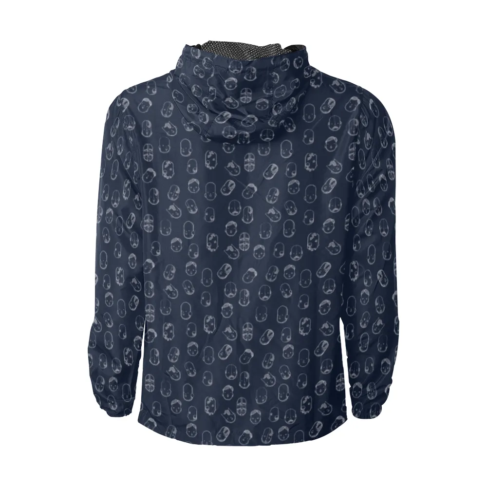Robot Heads Pattern Windbreaker Zipper Hoodie
