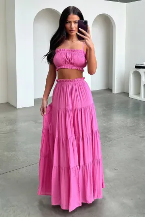 Selina Tiered Maxi Skirt - Pink