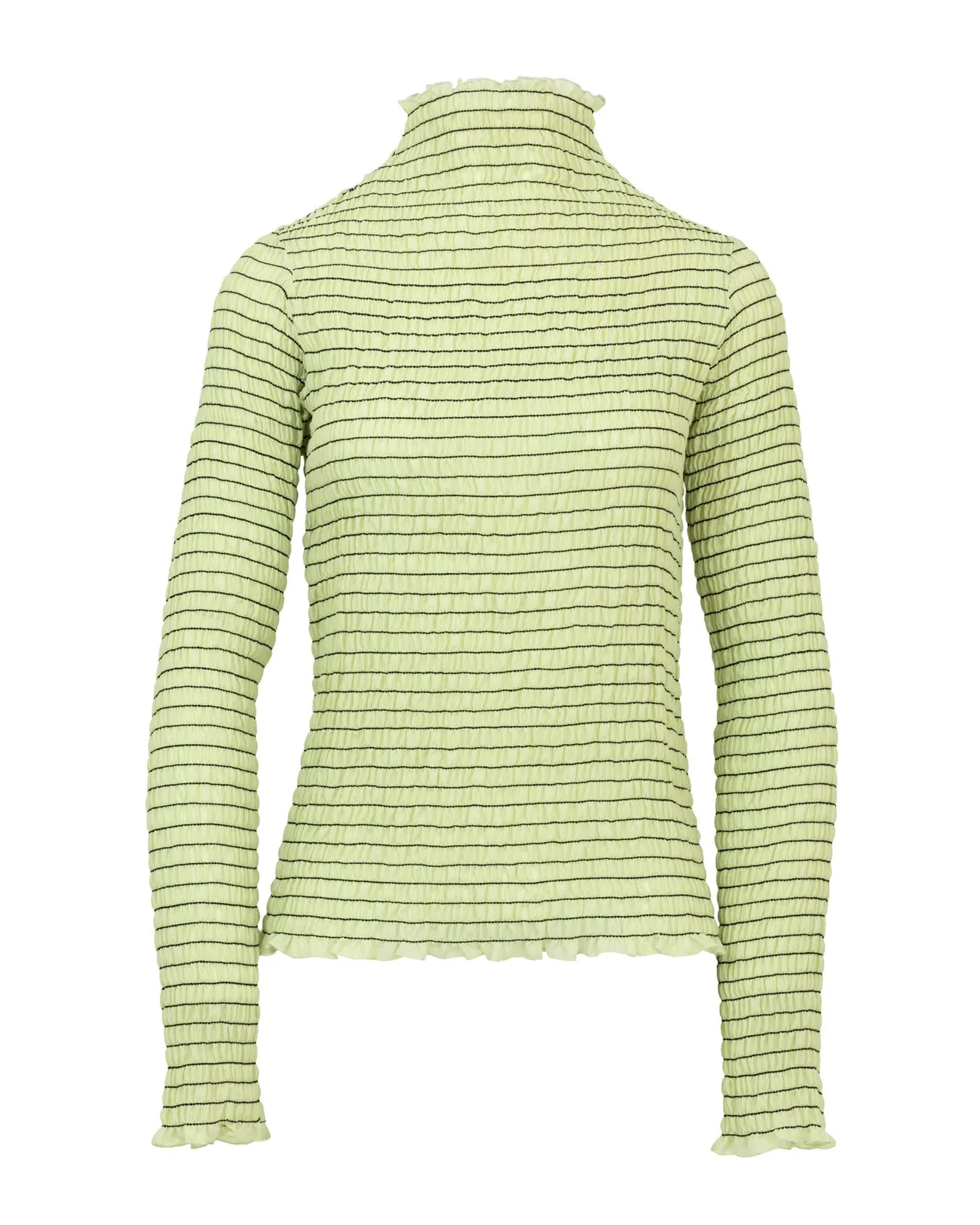 shirring high necked tops