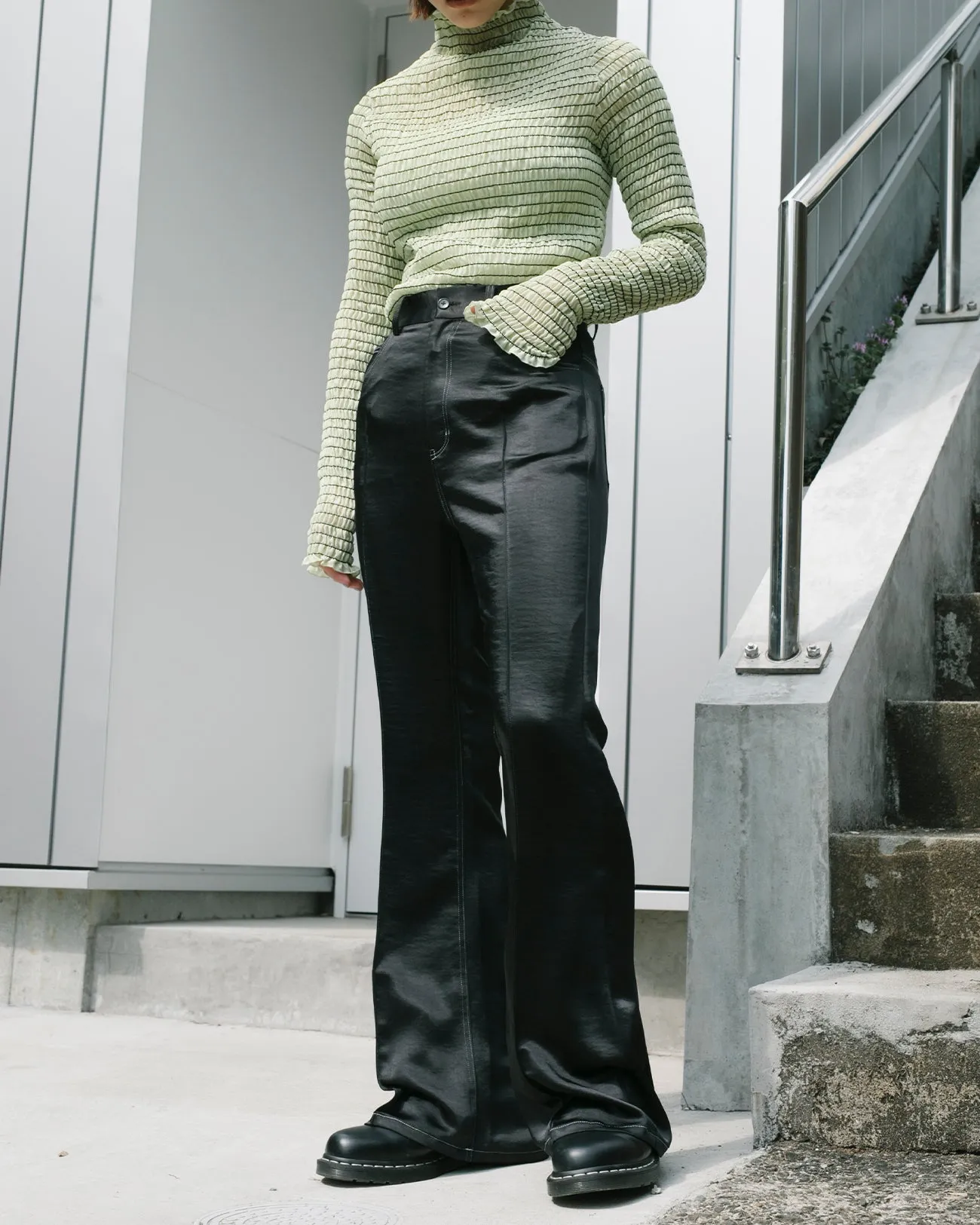 shirring high necked tops