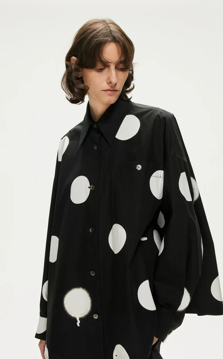 Shirt / JNBY Polka Dot Loose Fit  H-shape Shirt(100% cotton)