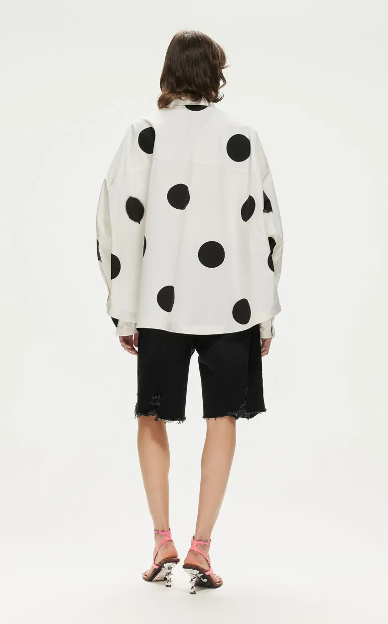 Shirt / JNBY Polka Dot Loose Fit  H-shape Shirt(100% cotton)
