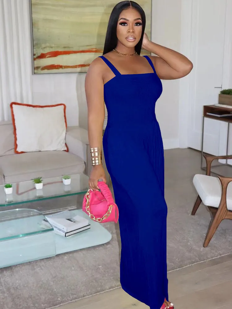 Sleeveless Solid Color Wide Leg Rompers