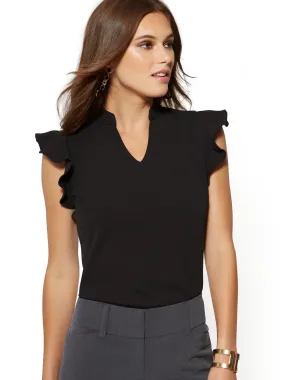 Split-Neck Ruffled Top - 7th Avenue