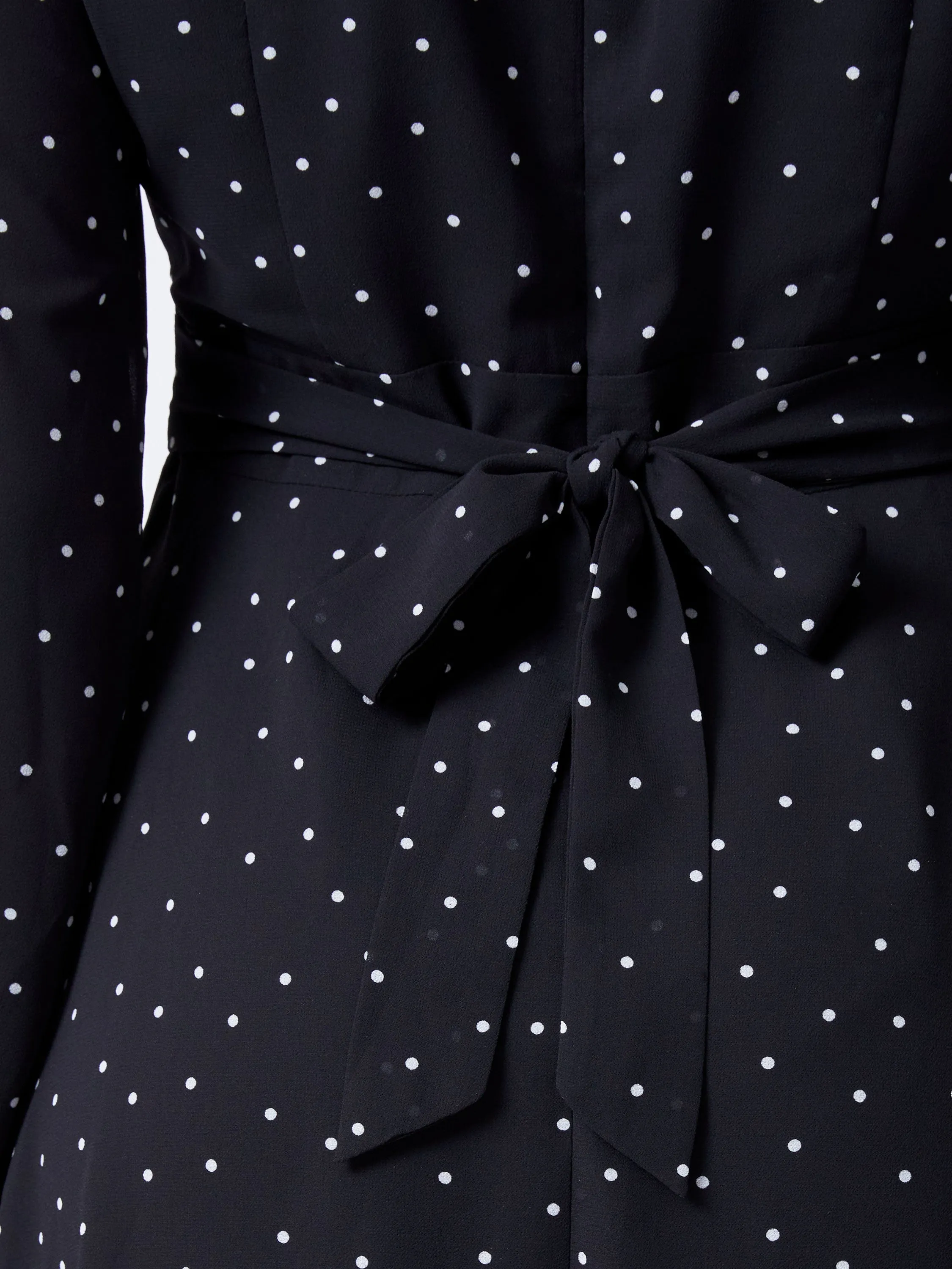 Spot Georgette Long Sleeve Mini Dress