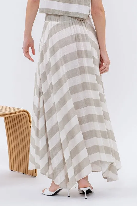 Striped Midi Skirt - Olive