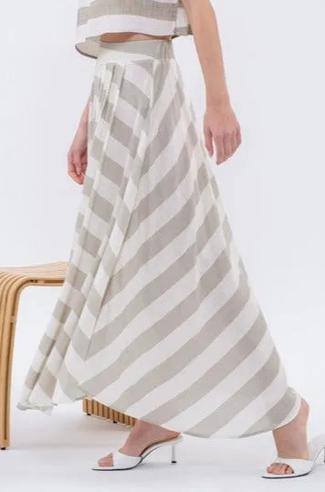 Striped Midi Skirt - Olive