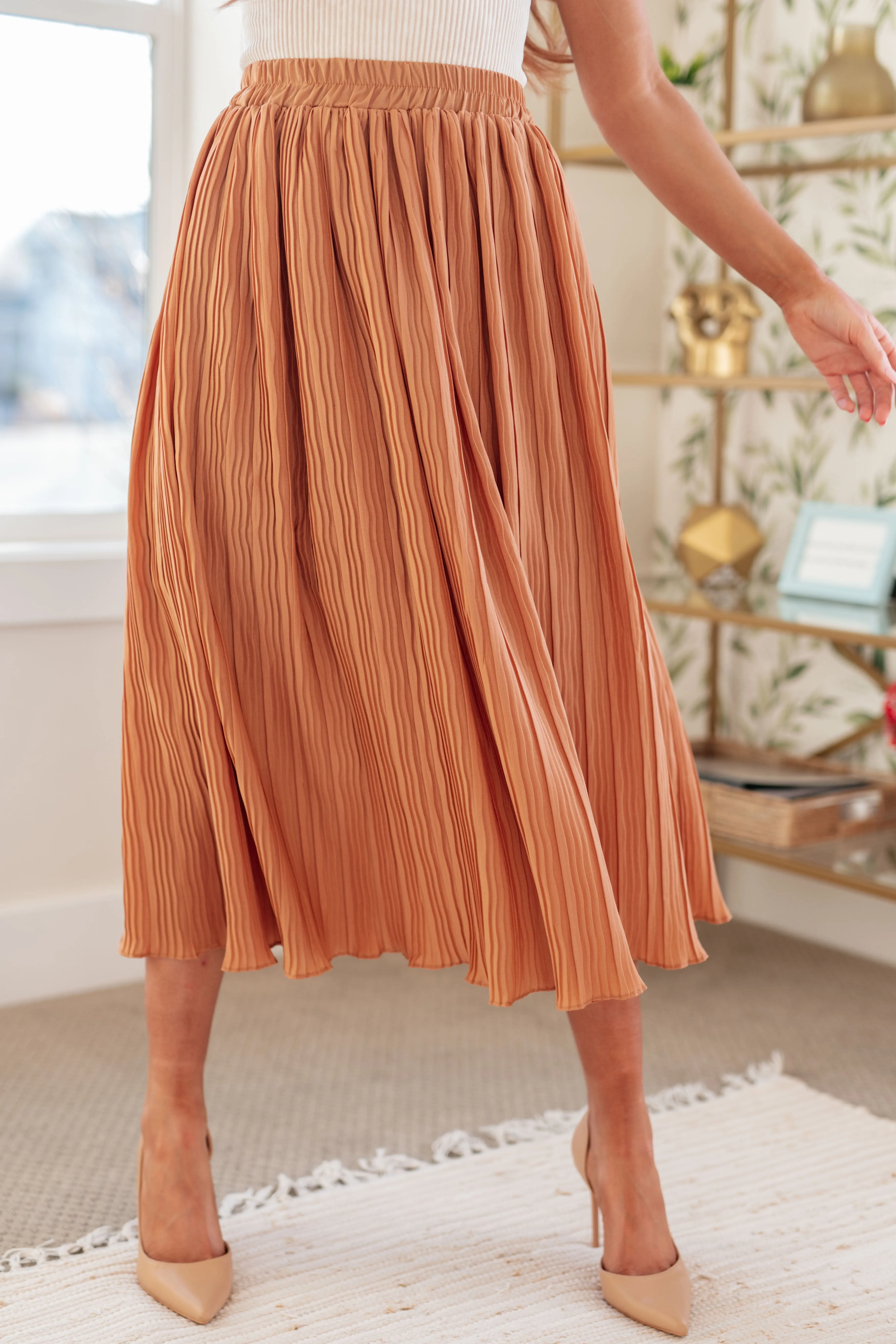 Talk to Me Pleated Midi Skirt
