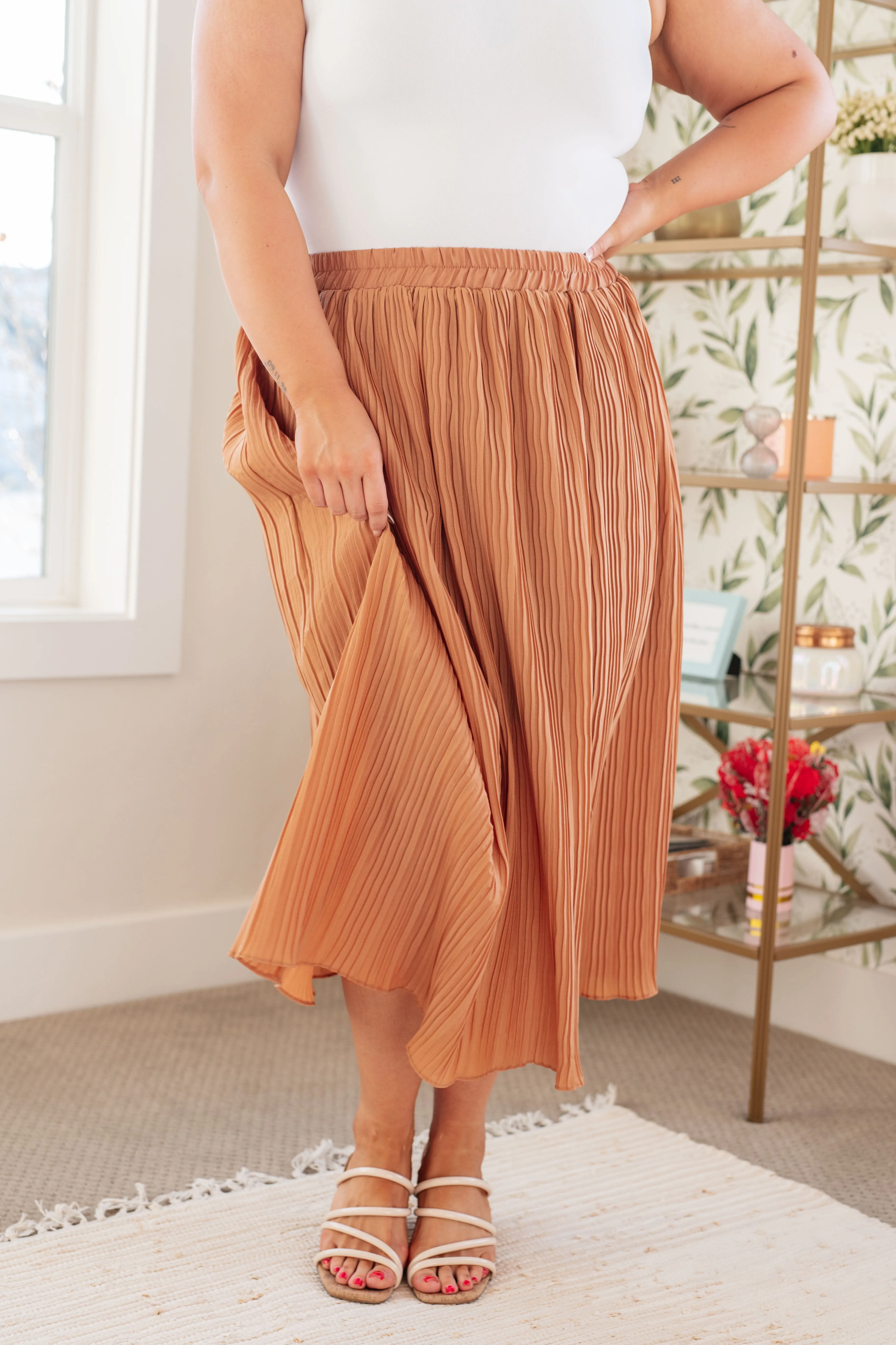 Talk to Me Pleated Midi Skirt
