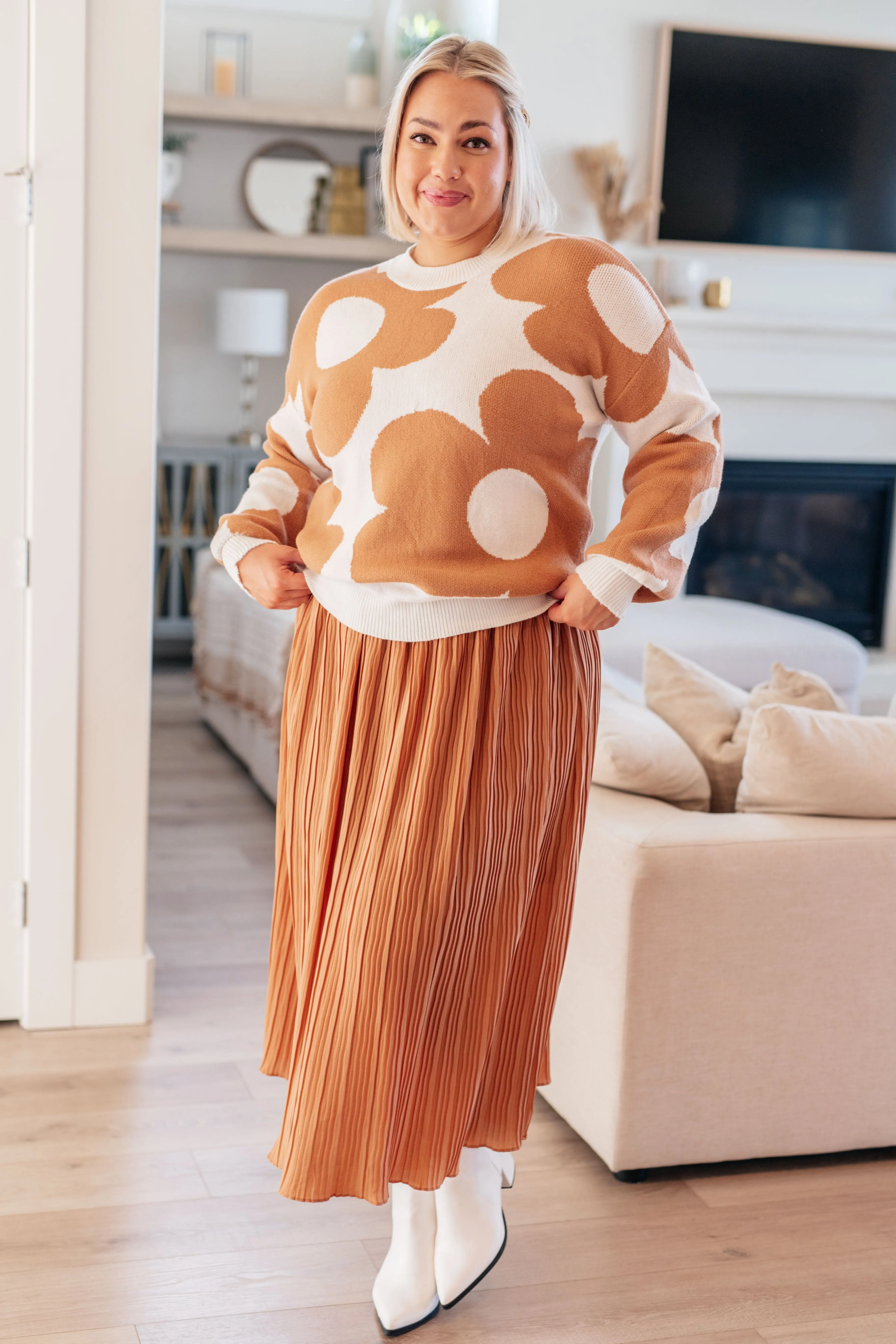 Talk to Me Pleated Midi Skirt