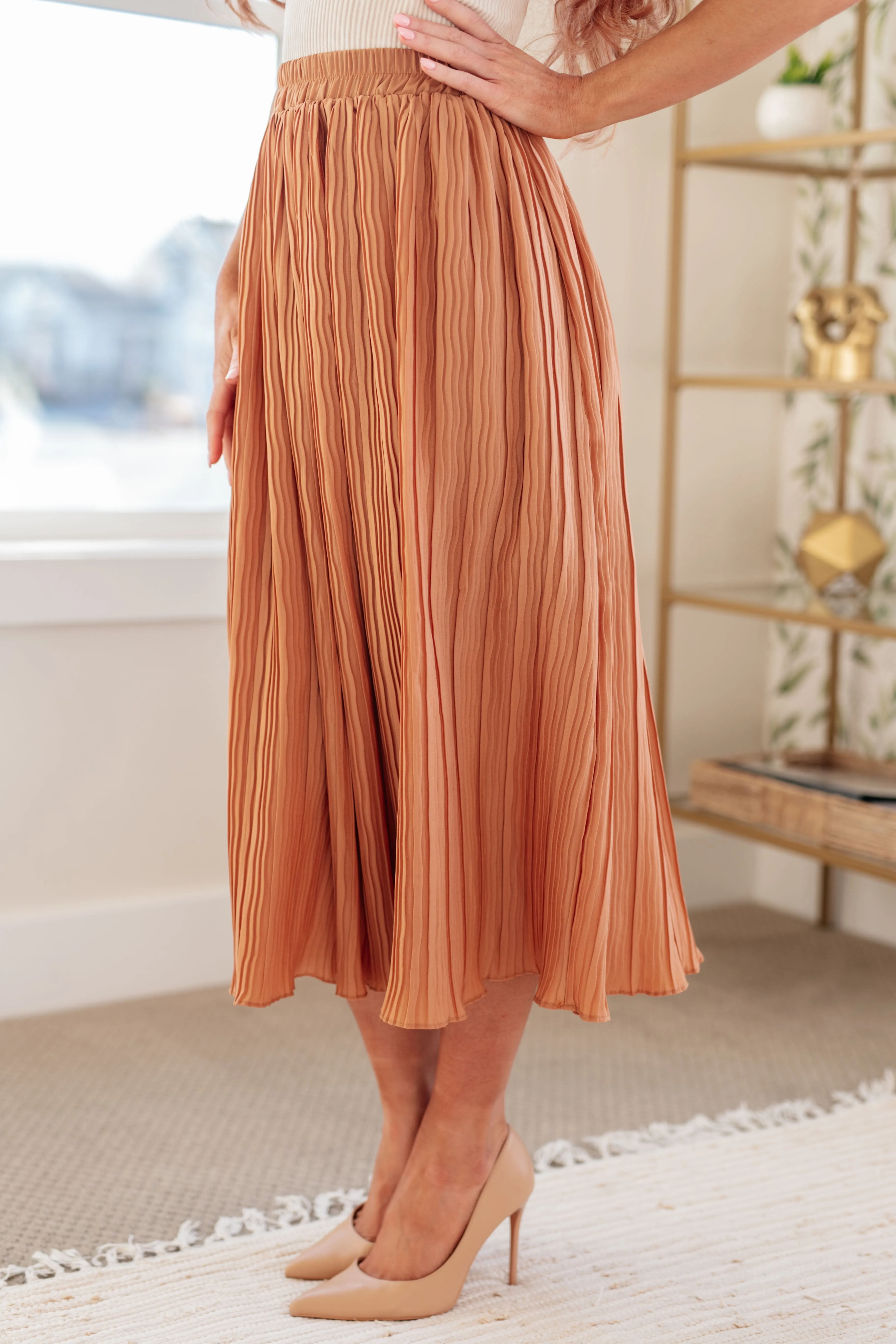 Talk to Me Pleated Midi Skirt
