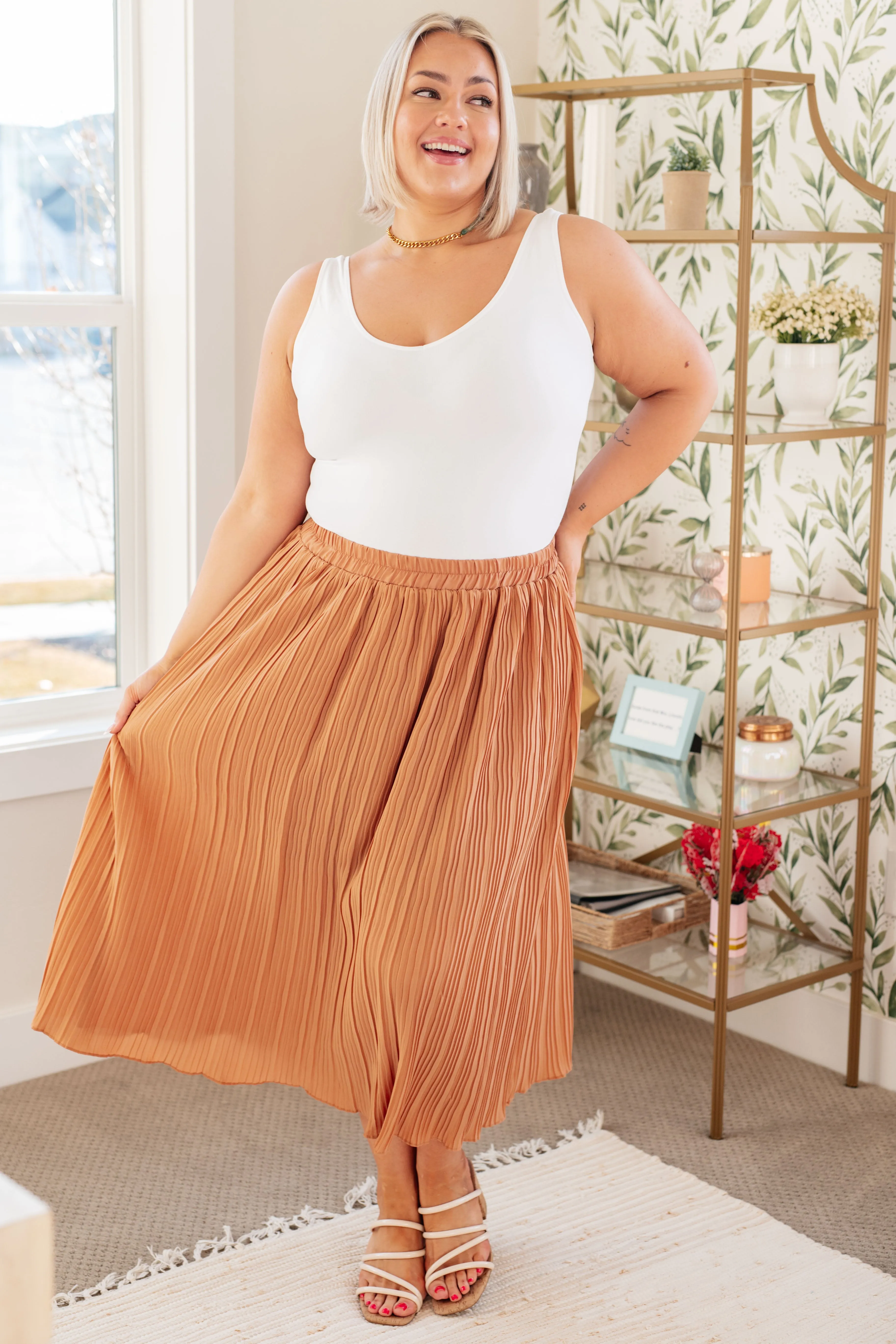Talk to Me Pleated Midi Skirt