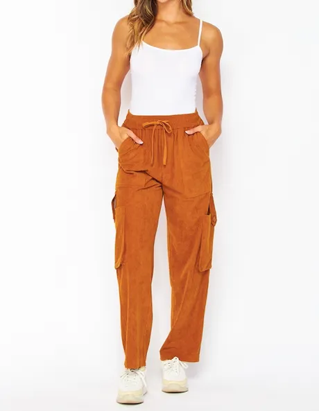 Tati Corduroy Cargo Pants-Camel